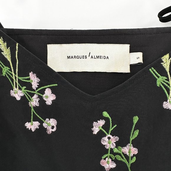 [relisted] Marques Almeida Black Floral Embroidered Mini Slip Dress - Picture 13 of 16